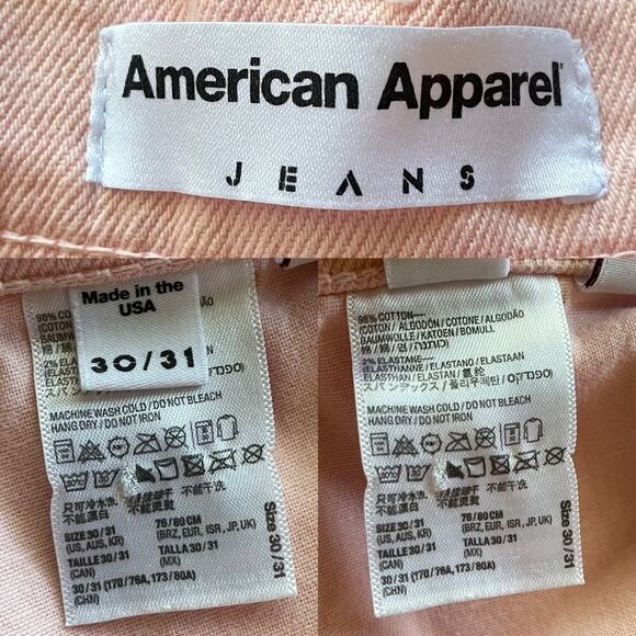 AMERICAN APPAREL High Waist Denim Short Cuff Pink 30 / 31 - Picture 4 of 7